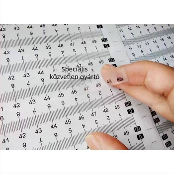 Öntapadós, átlátszó vonalzó matrica, vízálló centiméteres skálával