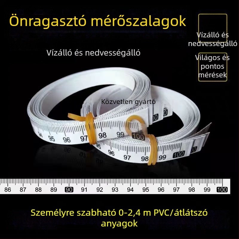 Öntapadós, átlátszó vonalzó matrica, vízálló centiméteres skálával
