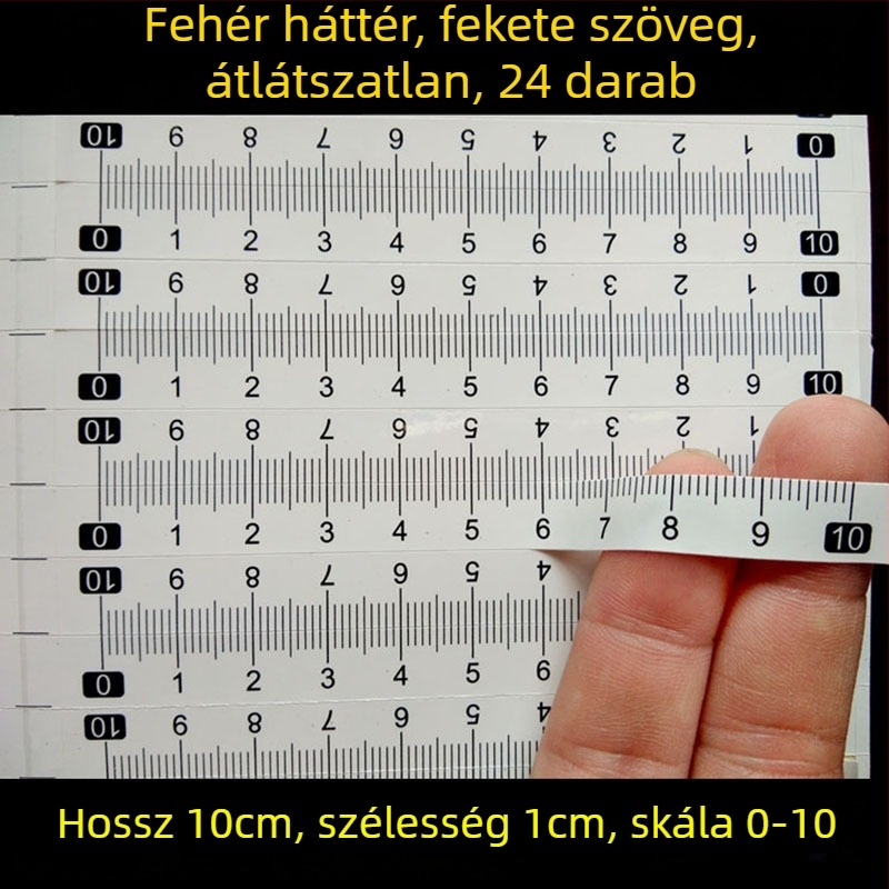 Öntapadós, átlátszó vonalzó matrica, vízálló centiméteres skálával