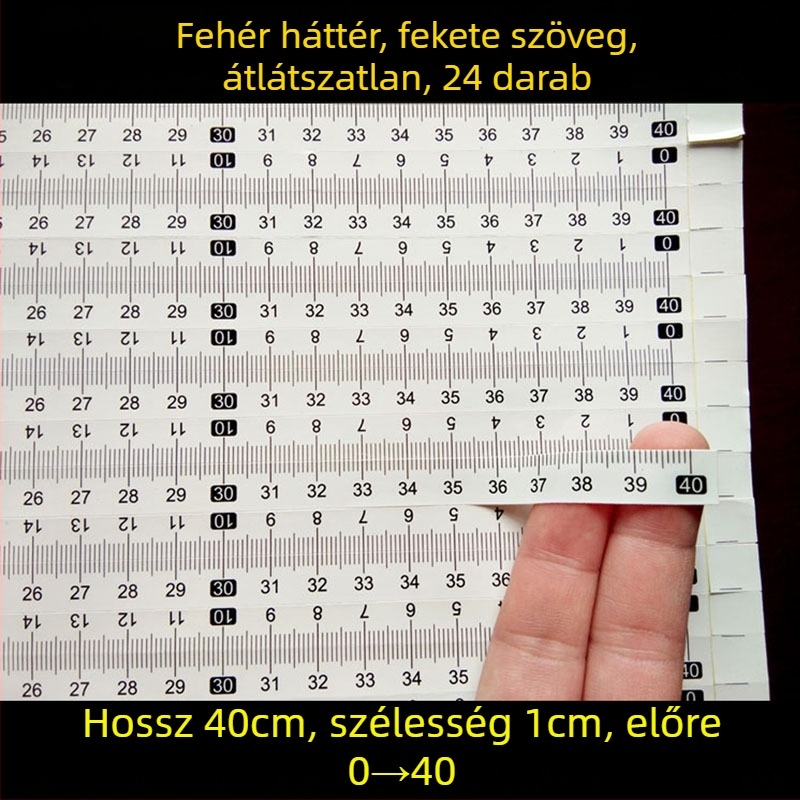Öntapadós, átlátszó vonalzó matrica, vízálló centiméteres skálával