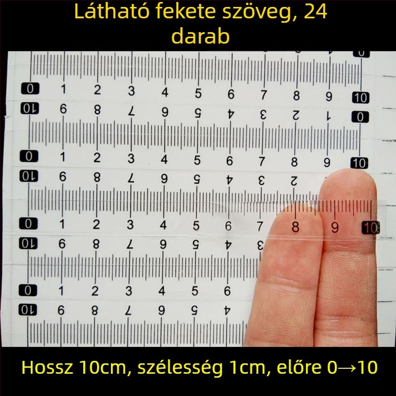 Öntapadós, átlátszó vonalzó matrica, vízálló centiméteres skálával
