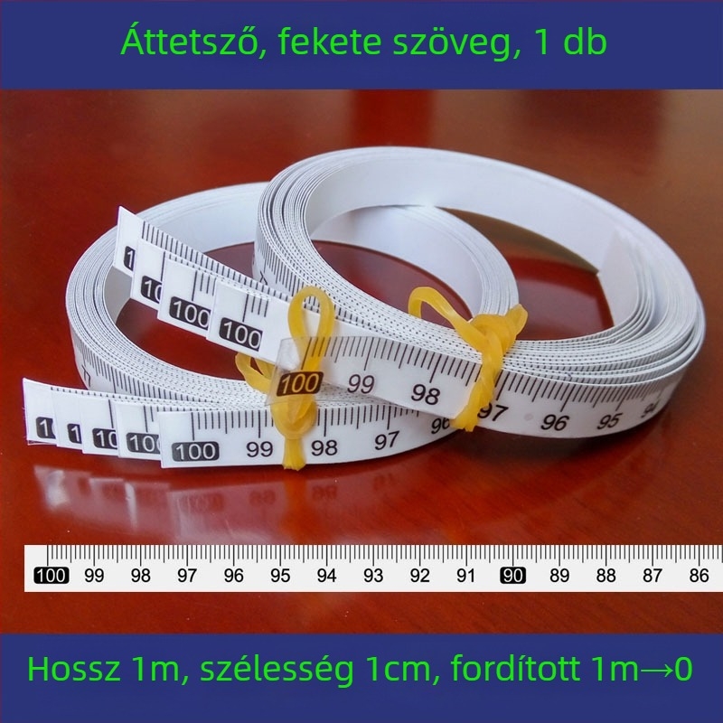 Öntapadós, átlátszó vonalzó matrica, vízálló centiméteres skálával