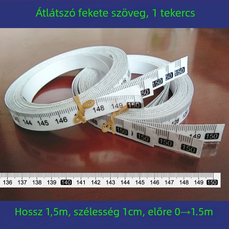 Öntapadós, átlátszó vonalzó matrica, vízálló centiméteres skálával