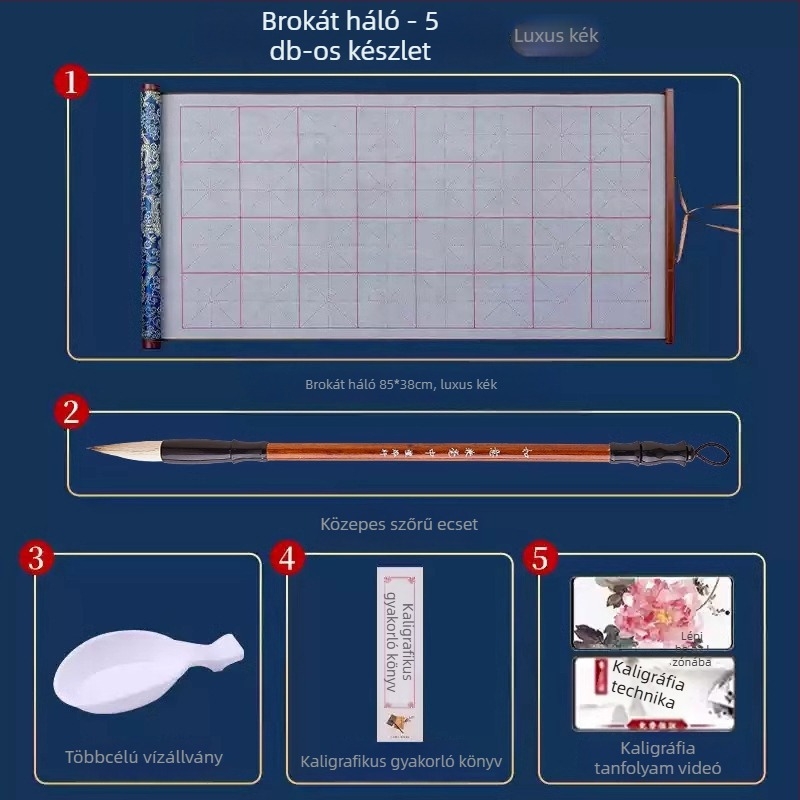 Tan yixuan Vízírás vászon kaligráfia és ecsetgyakorláshoz, rizs rács mintával, brokát dizájn, mosható