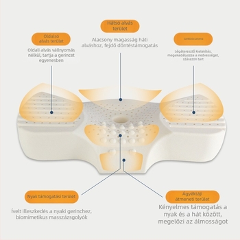 Steano latex párna pillangó alakú, természetes latex >90%, testreszabható feldolgozás, egész éves használatra felnőtteknek
