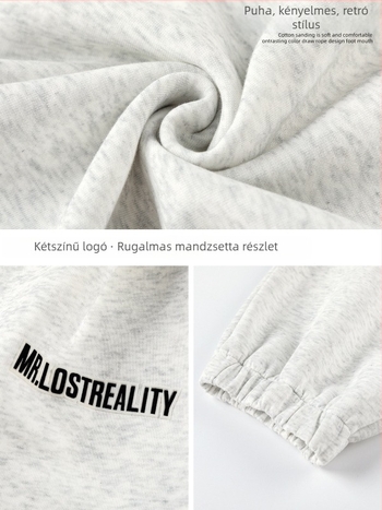 Férfi casual sportnadrág kontrasztos betűs mintával, laza szabás, 100% poliészter, középmagas derekú, tavaszra