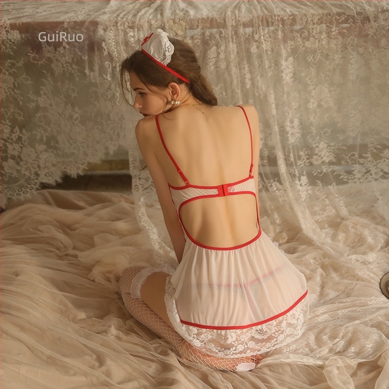 Ápolónői szerepjáték egyenruha, Milk Silk anyag, 90–95% poliészter, női modell.