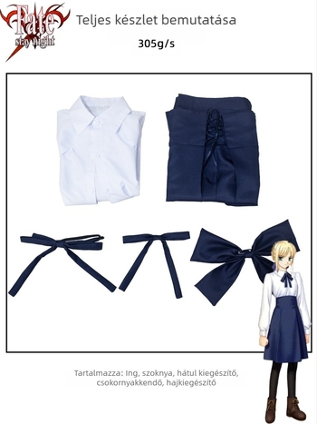 Cosplay ruházat Saber ( Fate/stay night ) – japán stílusú mindennapi viselet, 2025 ősz, poliészter anyag, dráma és anime/játék cosplay-hoz
