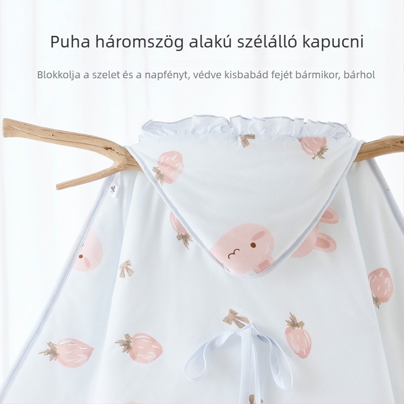 Újszülött kórházi swaddle takaró, vastag pamut külső, poliészter töltőanyag, állatmintás, tavasz–ősz–tél