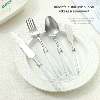 Diamond sorozat 304 rozsdamentes acél nyugati evőeszközök készlet: kés, villa, kanál, steak kés, desszertkanál