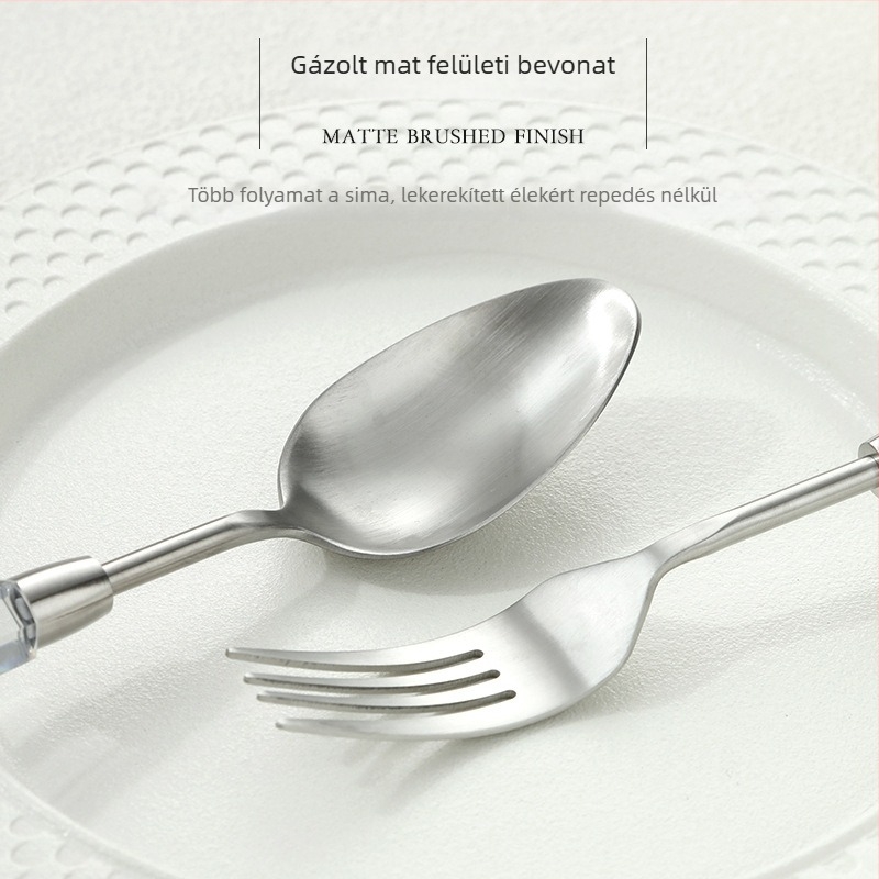 Diamond sorozat 304 rozsdamentes acél nyugati evőeszközök készlet: kés, villa, kanál, steak kés, desszertkanál