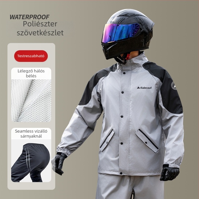 Kerékpáros esőponcsó felnőtteknek – poliészter spun anyag, 0,21 mm vastagság, PVC vízálló réteg, sokoldalú motoros használathoz