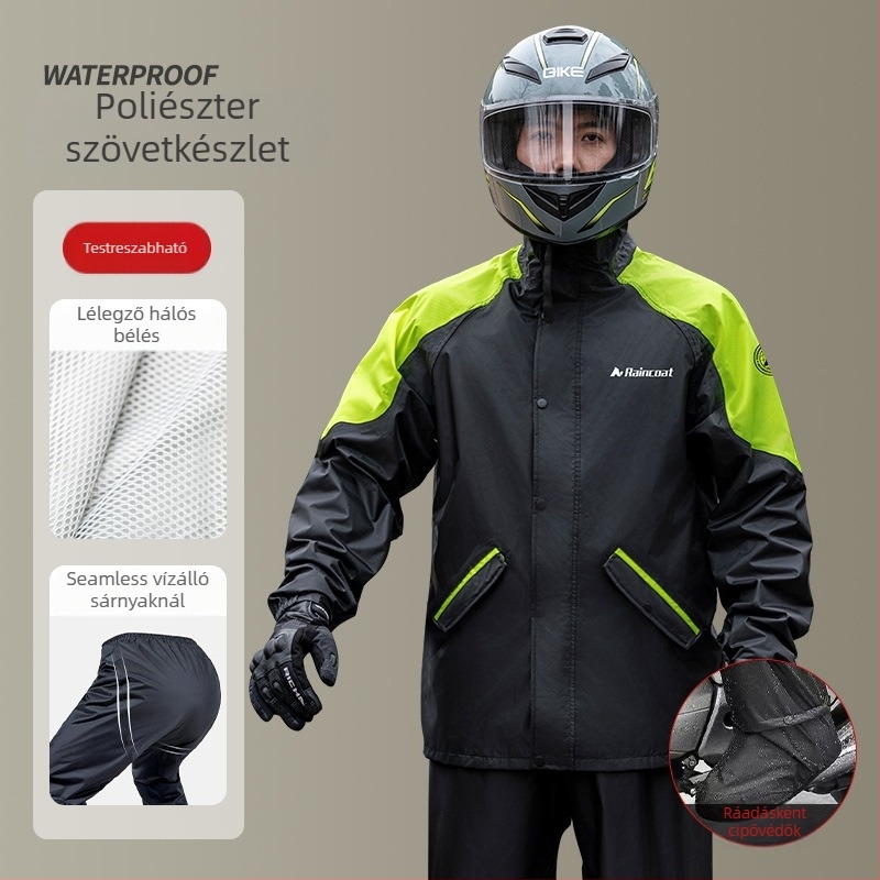 Kerékpáros esőponcsó felnőtteknek – poliészter spun anyag, 0,21 mm vastagság, PVC vízálló réteg, sokoldalú motoros használathoz