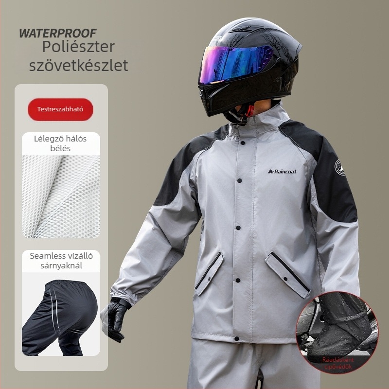 Kerékpáros esőponcsó felnőtteknek – poliészter spun anyag, 0,21 mm vastagság, PVC vízálló réteg, sokoldalú motoros használathoz