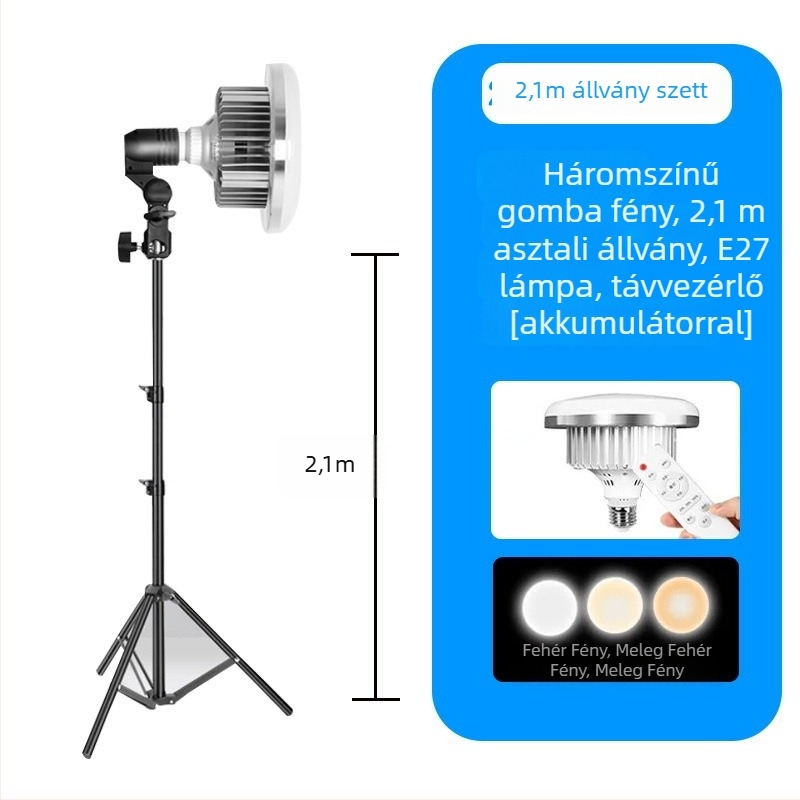 Fényképező töltőlámpa E27 fejjel, 45–100W, színhőmérséklet 2500K–9900K, 220V, modell 000504
