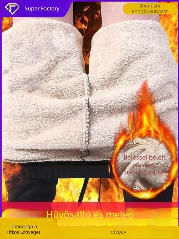 Férfi téli fleece-béléssel sportos nadrág, egyenes szabású, középmagas derék, kötős zárás