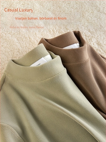 Férfi vastag fleece felső, kerek nyakú, hosszú ujjú, 270 g, poliészter-elasztán 95,2%/4,8%