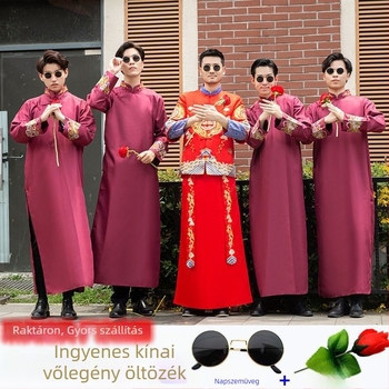 Kínai stílusú kosztüm tanúknak, Corduroy anyag és nyúl-szőr, 2024 téli kiadás, férfi