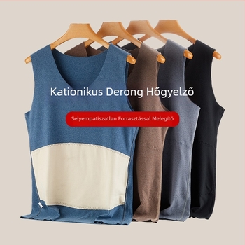 Meleg mellény De Velvet anyagból, varrat nélküli, V-nyakú, kétszórétegű, vastagság 251–300 g/m², poliészter 80–90%