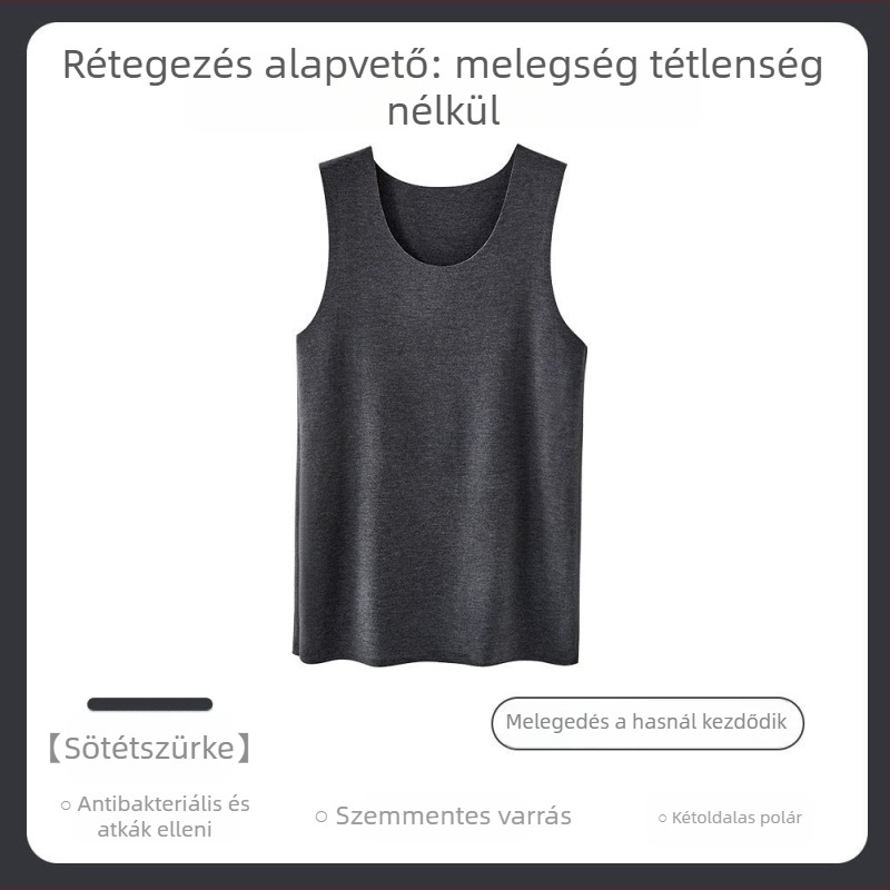 Férfi termális Y-alakú mellény, varrás nélküli, 100% pamut, önmelegítő belső réteg, tavasz 2024