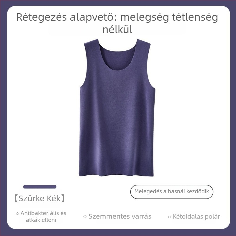 Férfi termális Y-alakú mellény, varrás nélküli, 100% pamut, önmelegítő belső réteg, tavasz 2024