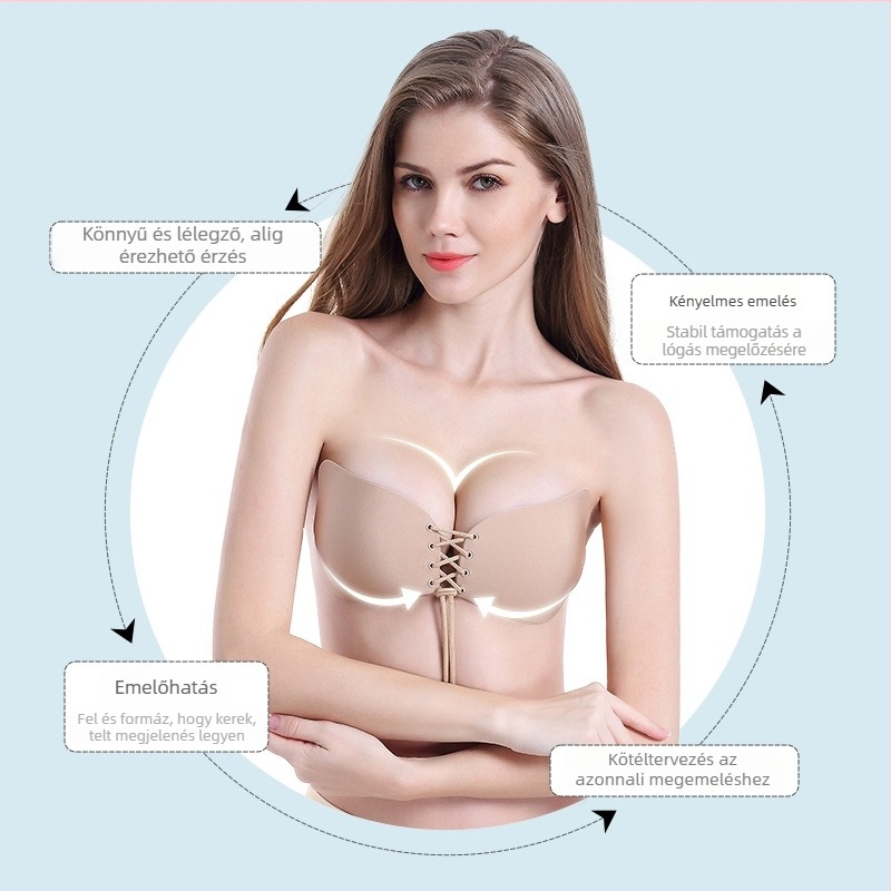Menyasszonyoknak szánt push-up fehérnemű: láthatatlan melltartó nagy mellekhez, lélegző nylon, szárny alakú mellbimbó-kialakítás, vékony, sexy