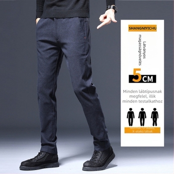 Férfi sportos-üzleti nadrág – egyenes szabású, slim fit, középmagas derék, poliészter-keverék