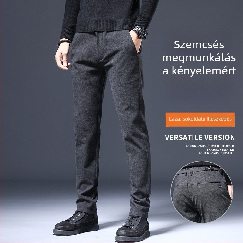 Férfi sportos-üzleti nadrág – egyenes szabású, slim fit, középmagas derék, poliészter-keverék
