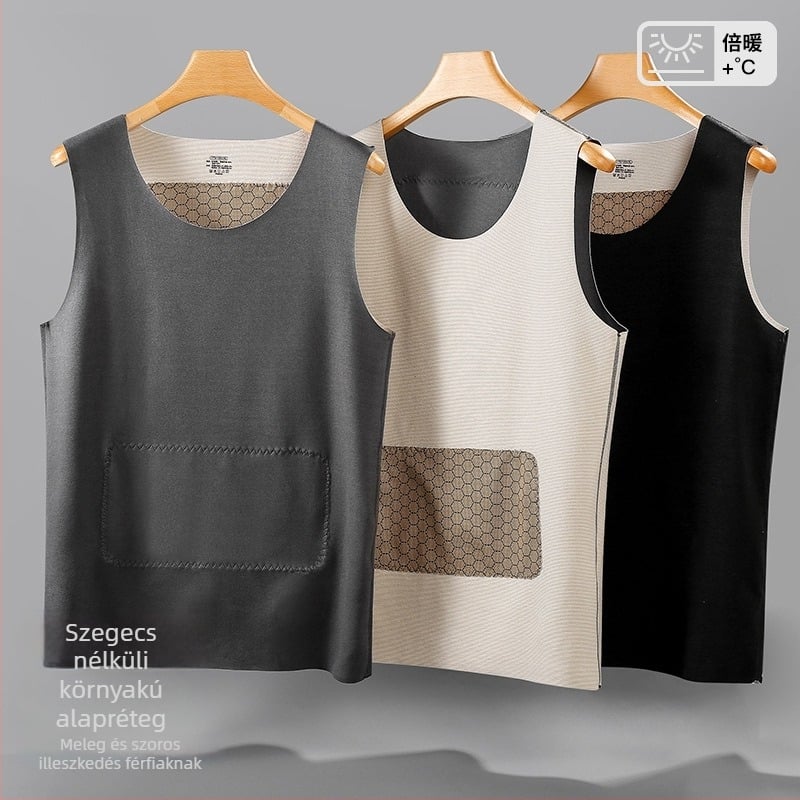 Férfi termo mellény, varrat nélküli, ujjatlan, karcsúsított szabás, fleece bélés, Derong anyagú, téli alréteg