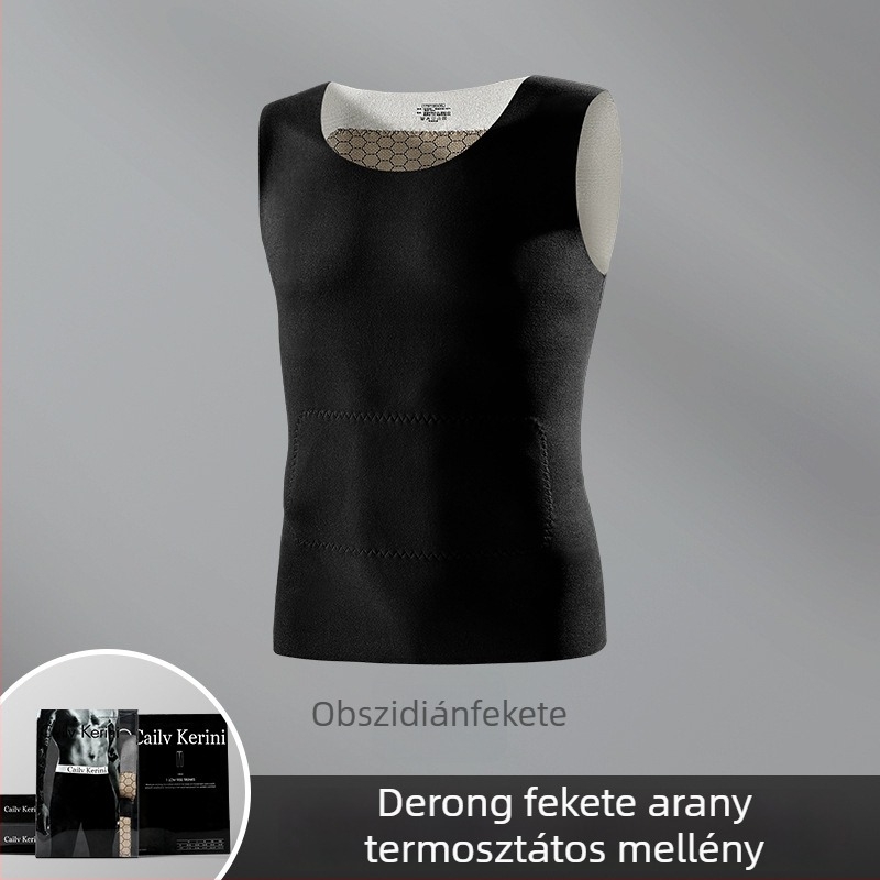 Férfi termo mellény, varrat nélküli, ujjatlan, karcsúsított szabás, fleece bélés, Derong anyagú, téli alréteg