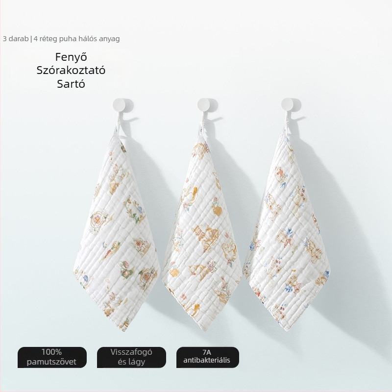 Belleptide pamut nyálkendő babáknak, Cartoon mintás, 0–3 éves korosztálynak