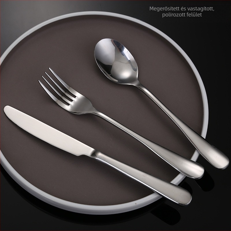 Rozsdamentes acélból készült kés, villa és kanál készlet – egyszínű dizájn, modern és letisztult stílus, specifikációk 888