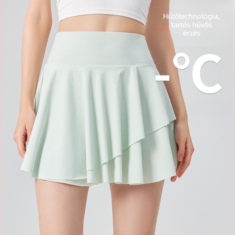 Rövid sportos szoknya - magas derekú; gyorsan száradó anyag; jégérzetű warp-knitted anyag; 75% nylon / 25% spandex