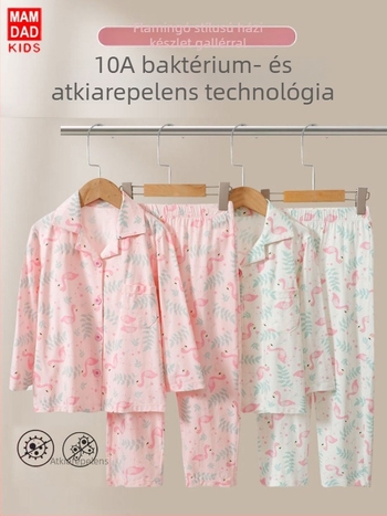 Gyerekeknek szóló Lycra-pamut pizsama készlet, uniszex, minden évszakra, hosszú ujjú felső és hosszú nadrág, 95% pamut, lélegző, antibakteriális, nedvességelvezető