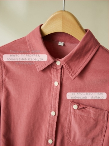 Női pamut hosszú ujjú ing, brushed felülettel, reveres gallérral, zsebbel, laza szabás, őszi 2025 megjelenés