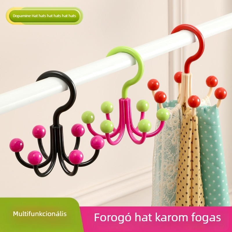 Hatfogas multifunkcionális akasztó táskák és ruhák számára – mangánacél, több sor horog, 1-3 kg teherbírás