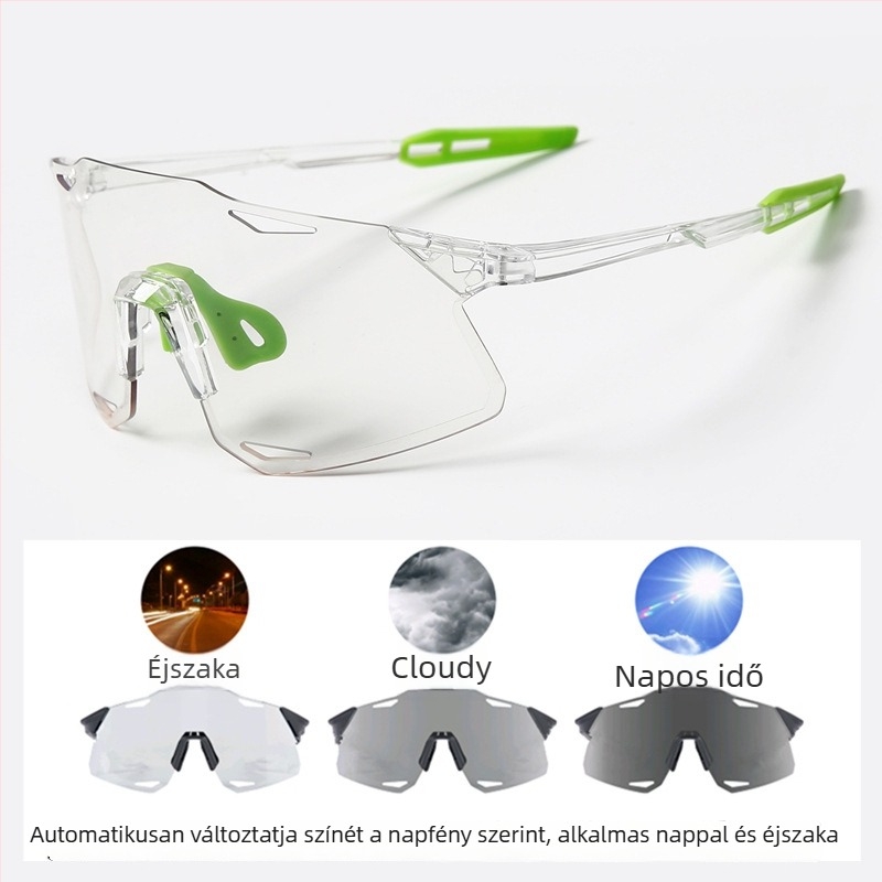 Kerékpáros szemüveg UV400, szélálló, színváltó lencsék, myopia szemüveggel kompatibilis, állítható orrnyereg párnák (Model S5)