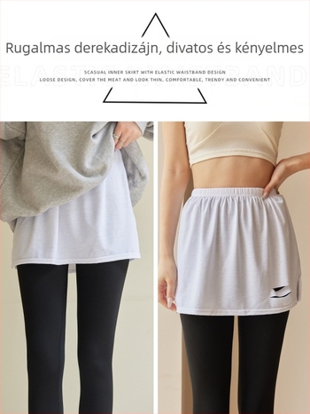 Női réteges téli pulóver rövid A‑vonalú szoknyával fedett overlay | egyszínű minta, poliészter 90–95% + elasztán <30%, imitált pamut