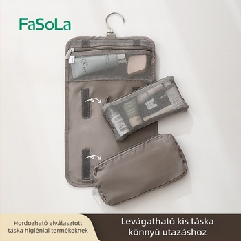FaSoLa utazótáska kozmetikumok és higiéniai termékek tárolására – poliészter, kézitáska-stílus, függő, elkülönített rekeszekkel, nagy kapacitás