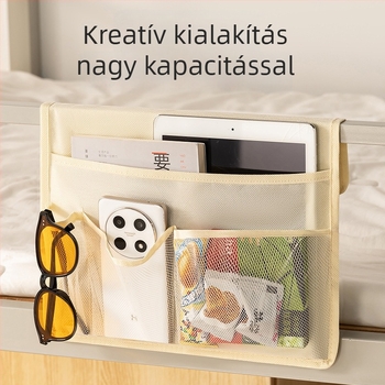 Akasztós textiltároló, kubikus formájú, nem szőtt anyag, légáteresztő, beltéri használatra kollégiumban, modern egyszerű stílus.