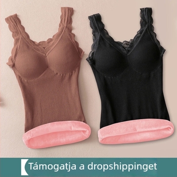 Női nylon meleg mellény velúr bélésével, varrat nélküli, dupla rétegű, V-nyakú, alaprétegként vagy külső ruházatként viselhető