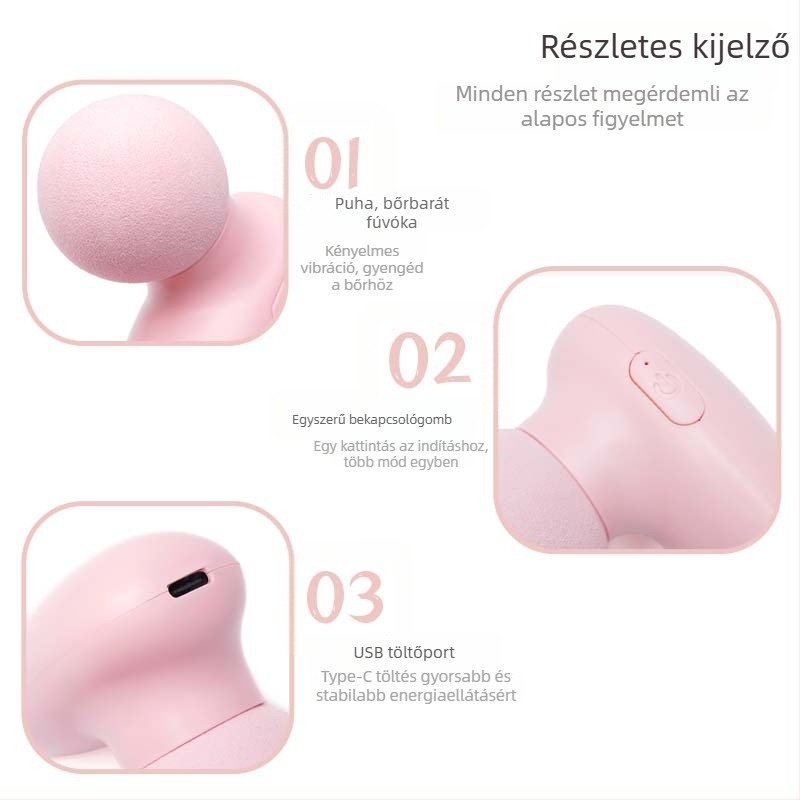 Kisméretű masszázógép beépített akkumulátorral, kefés motor, több sebesség, az 5. fokozatig vagy afölött, 1 fej, 1-3 órás üzemidő, zaj 46-70 dB