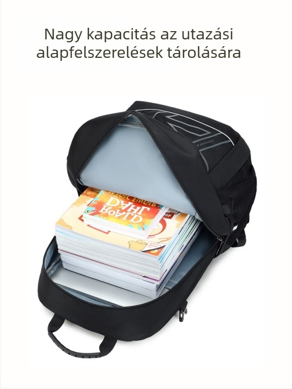 Iskolai hátizsák fiúknak gerincvédővel, terheléscsökkentés, nagy kapacitás, vízálló, légpárnás vállpántok