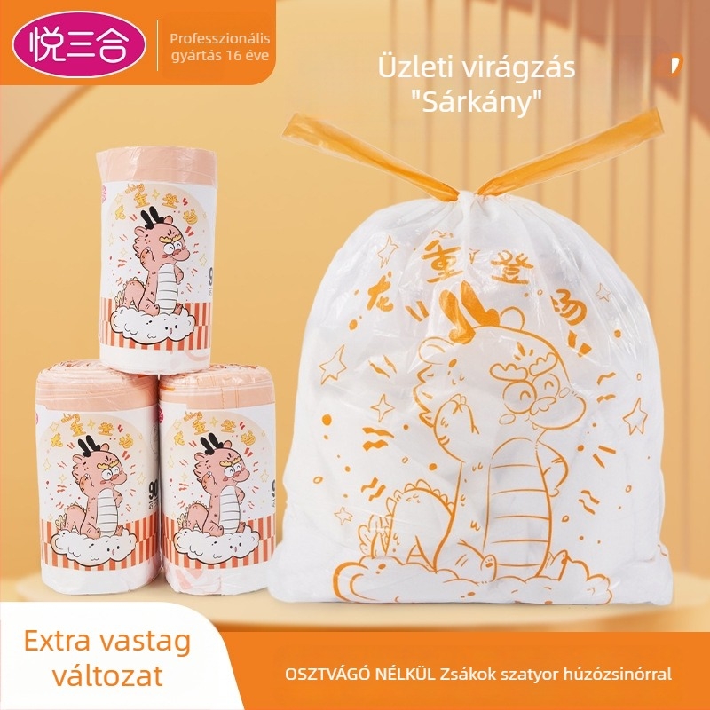 Joyful Trinity PE vastagított húzózsinóros szemeteszsákok otthoni használatra, 90 db, egyszer használatos
