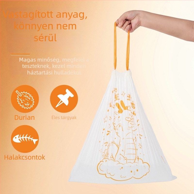 Joyful Trinity PE vastagított húzózsinóros szemeteszsákok otthoni használatra, 90 db, egyszer használatos