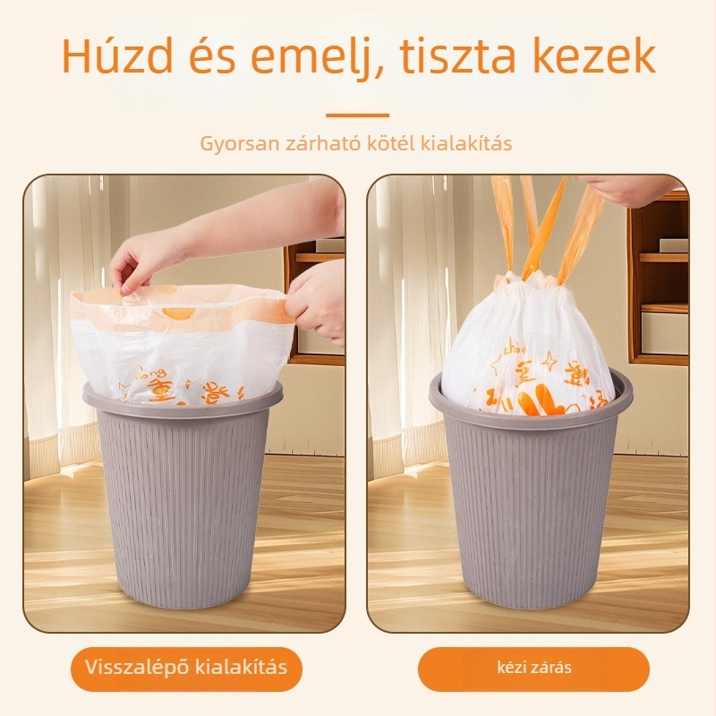 Joyful Trinity PE vastagított húzózsinóros szemeteszsákok otthoni használatra, 90 db, egyszer használatos
