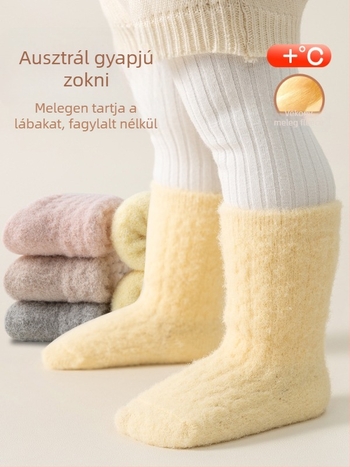 Uniszex gyerekharisnyák fleece béléssel, vastag, a bokáig