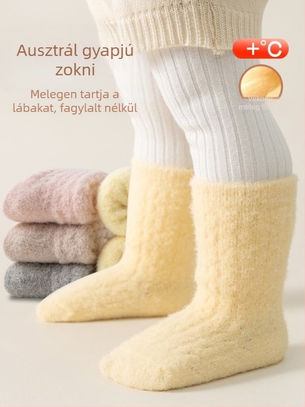 Uniszex gyerekharisnyák fleece béléssel, vastag, a bokáig