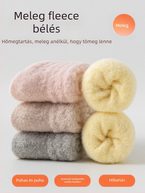 Uniszex gyerekharisnyák fleece béléssel, vastag, a bokáig