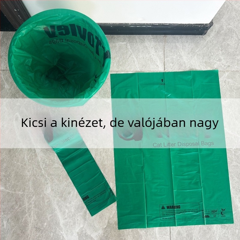 Biológiailag lebomló kisállati ürülék zacskók – tekercsben, macska- és kutyához, sík szájú kialakítás, normál vastagság